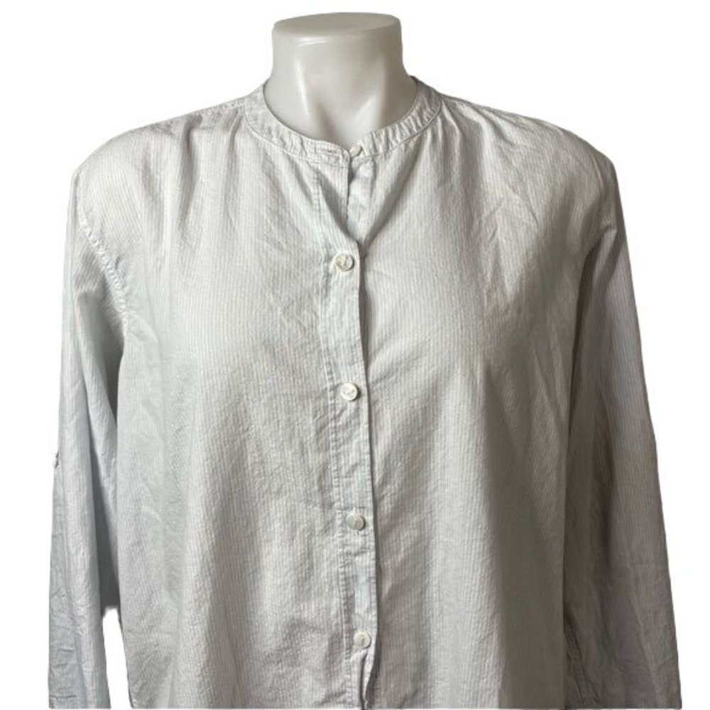 Pure DKNY Pin Striped White Button Down Boyfriend’s Shirt Dress Size M - Picture 4 of 12